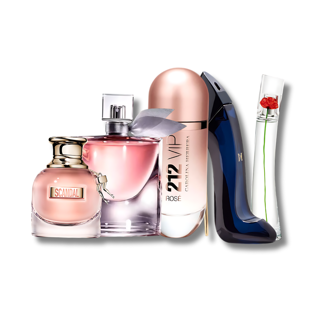 Set mit 5 Parfums: Scandal, La Vie Est Belle, 212 VIP Rosé, Good Girl und Flower von Kenzo – 100 ml