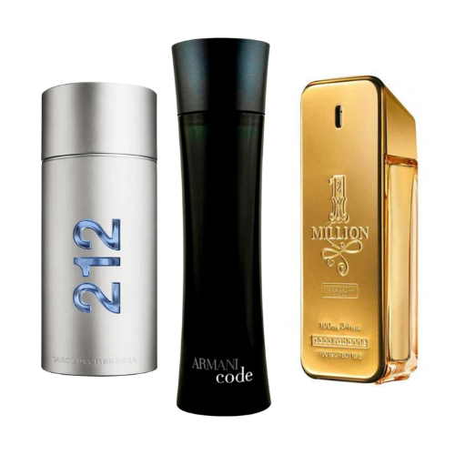 Set mit 3 Parfums: 212 Men NYC, Paco Rabanne One Million und Armani Code Homme – je 100 ml