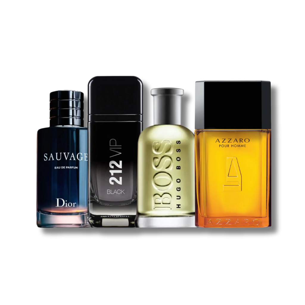 Set mit 4 Sauvage Parfums, 212 VIP, Hugo Boss Bottled und Azzaro Pour Homme 100 ml